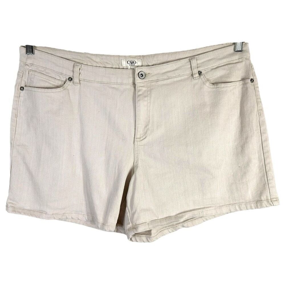 Cato Plus Size‎ 20W Denim Shorts Cream White Jean High Rise 5 Inch Womens 1325